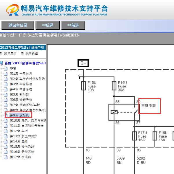 2013年雪佛兰赛欧主继电器电路图
