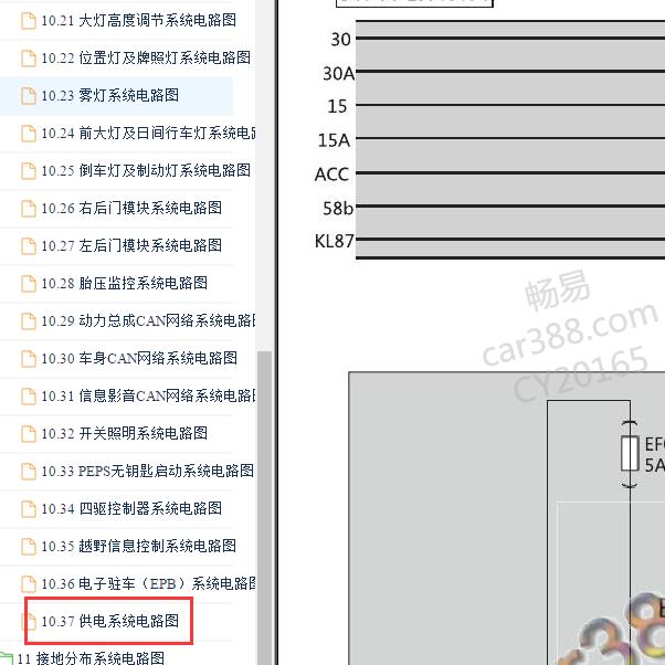 2018-2019年北京BJ40保险供电电路图