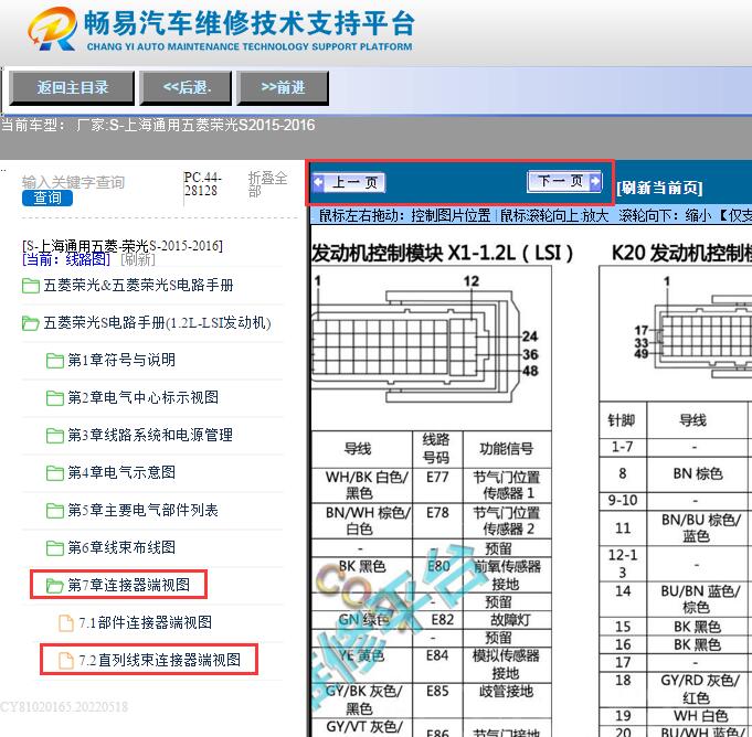 2015-2016年五菱荣光S发动机针脚资料