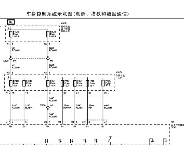 2010年别克君越车身和车窗电路图位置图