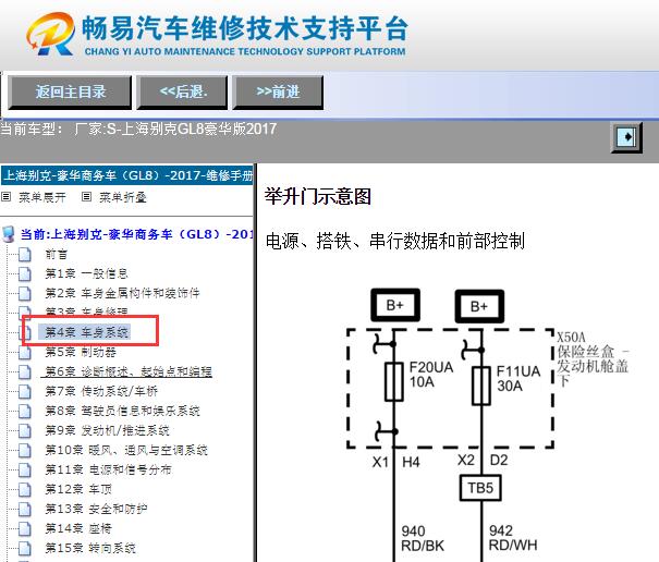 2017年别克GL8电动举升门线路图