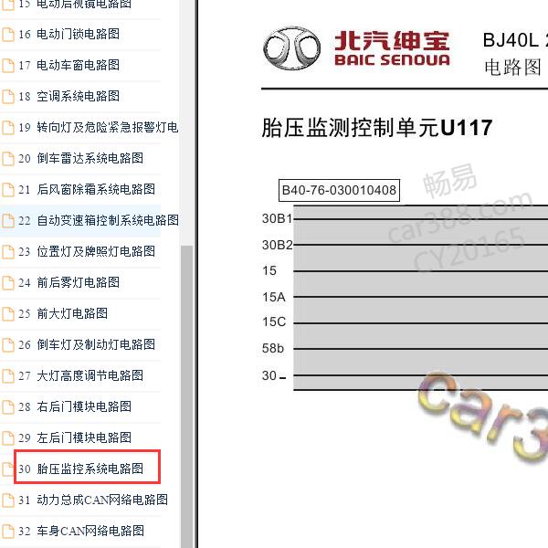 2016-2017年北京BJ40胎压电路图
