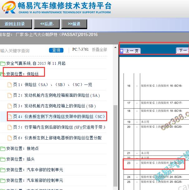 2015年大众帕萨特仪表台左侧保险盒23号保险分配
