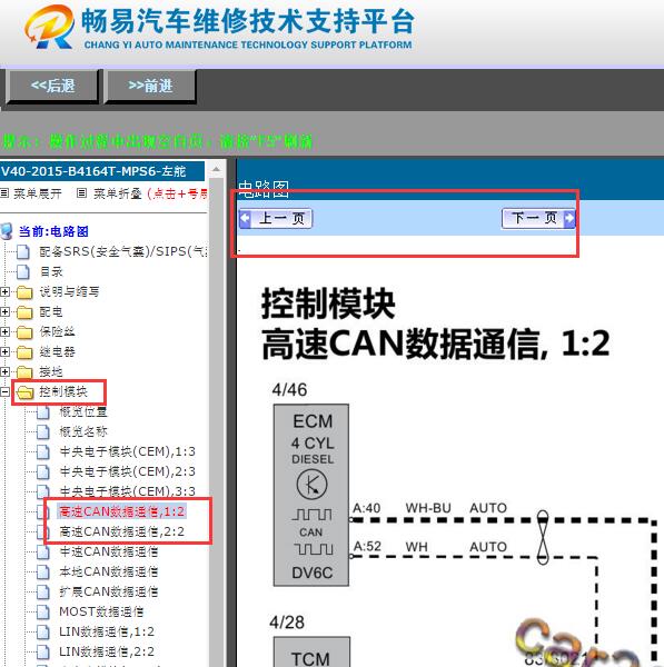 2015年沃尔沃V40高速CAN电路图