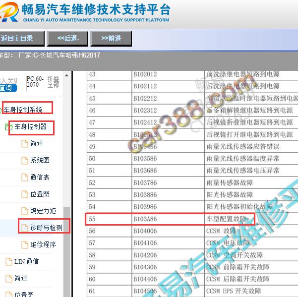 2016年长城哈弗H6故障码B103A86含义