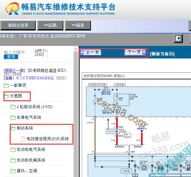 2017-2019年起亚KX5制动系统电路图