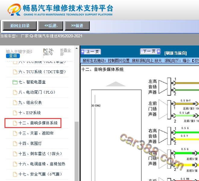 2020-2021年奇瑞捷途X95音响电路图