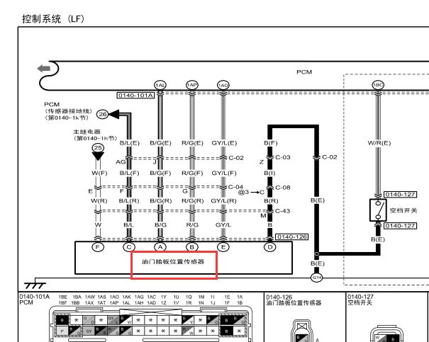 马自达LF发动机油门踏板位置传感器电路图