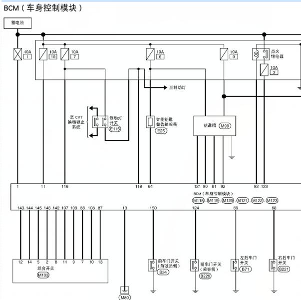 2011-2012年日产逍客智能钥匙电路图
