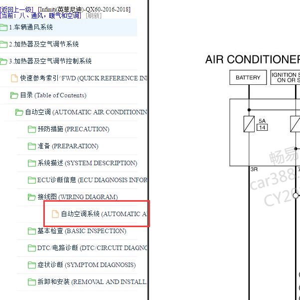 2016-2018年英菲尼迪QX60空调电路图.