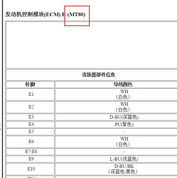 2009年雪佛兰乐风 L95发动机针脚图