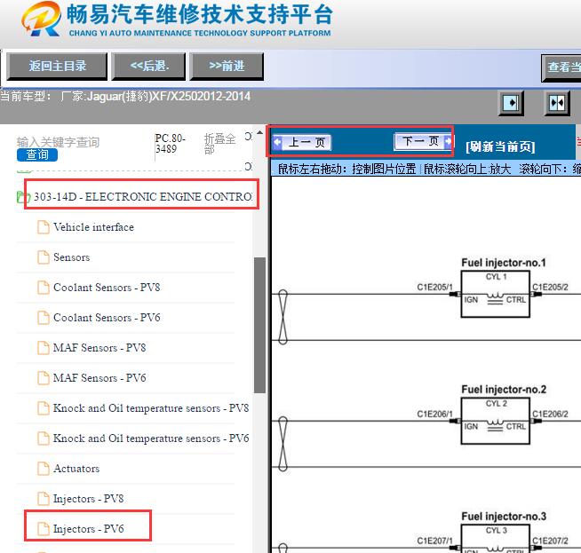 2012-2014年捷豹XF喷油嘴电路图