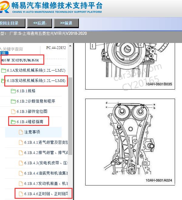 2018-2020年五菱荣光V发动机正时