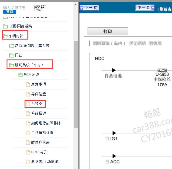 2016-2019年奔腾B50车内照明电路图