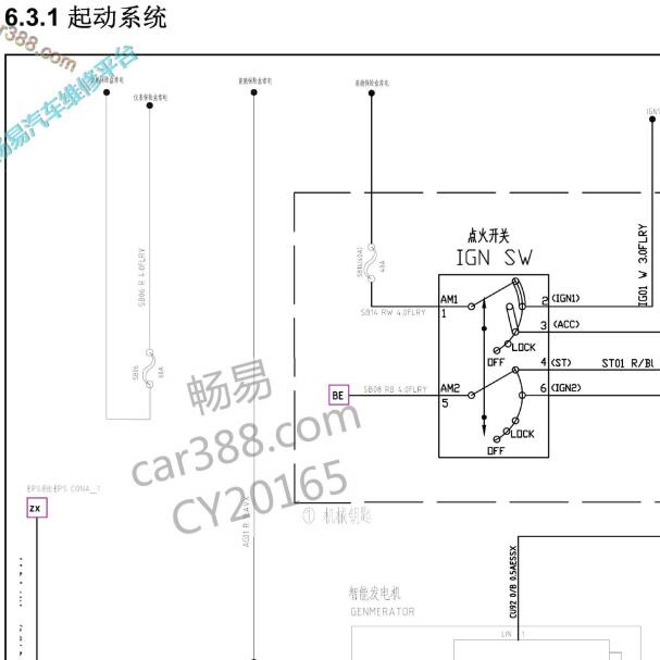 2018年长安CS75起动机电路图
