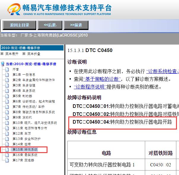 10年别克君越C0450-04故障码资料
