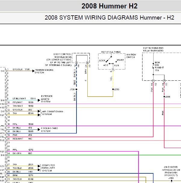 2008年悍马H2发动机电路图.