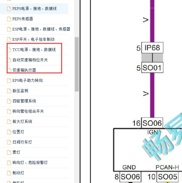 2016年吉利博越 变速箱电路图.