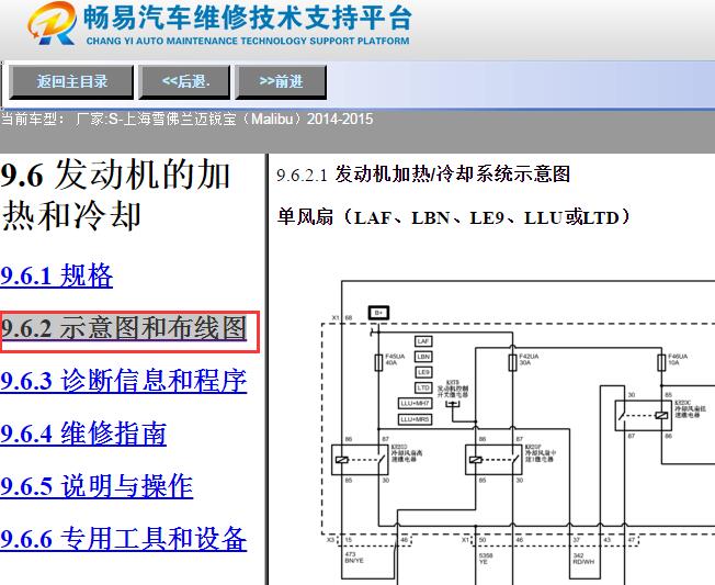 2014-2015年雪佛兰迈锐宝风扇电路图
