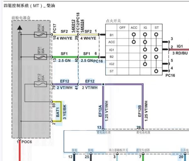 2019年江铃域虎5四驱电路图