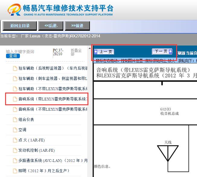 2012-2014年雷克萨斯RX270  导航电路图