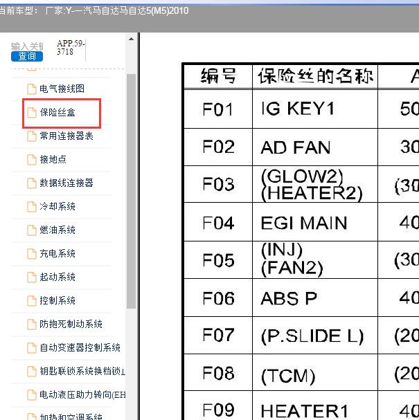 2010年马自达M5保险说明