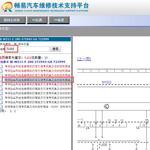 2005年奔驰E280倒车灯线路图
