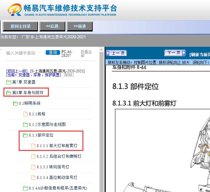 2020-2021年荣光  前大灯位置图