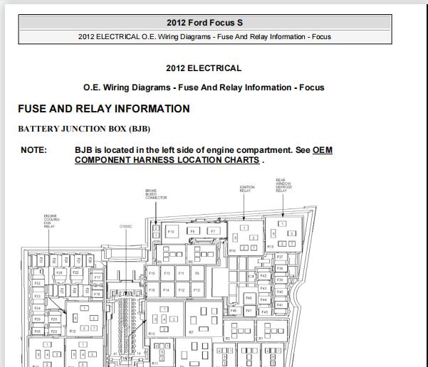 2012年福特福克斯保险丝继电器资料