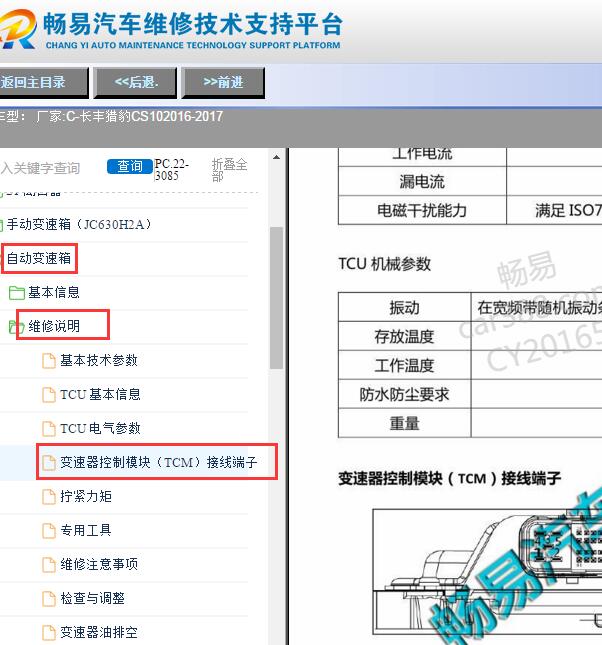 2016-2017年猎豹CS10变速箱电脑针脚图