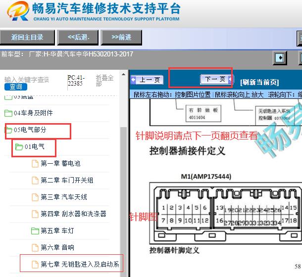 2013-2017年中华H530无钥匙控制电脑针脚图