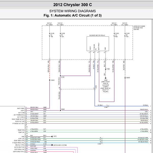2012年克莱斯勒300C空调电路图