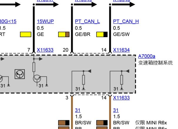 15年宝马MINIcooper变速箱线路图
