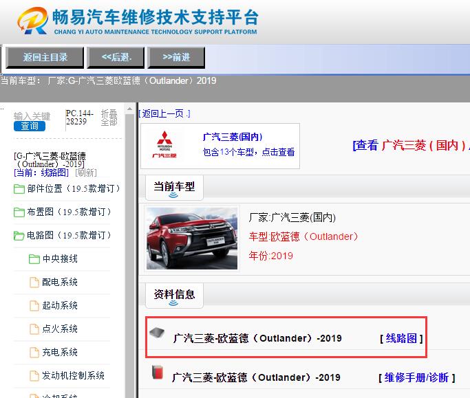 广汽三菱-欧蓝德（Outlander）-2019[ 线路图 ]