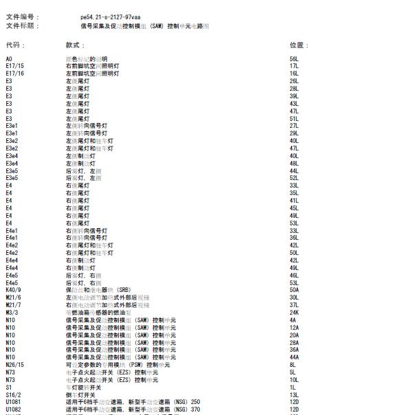 2004年奔驰唯雅诺 SAM模块电路图.