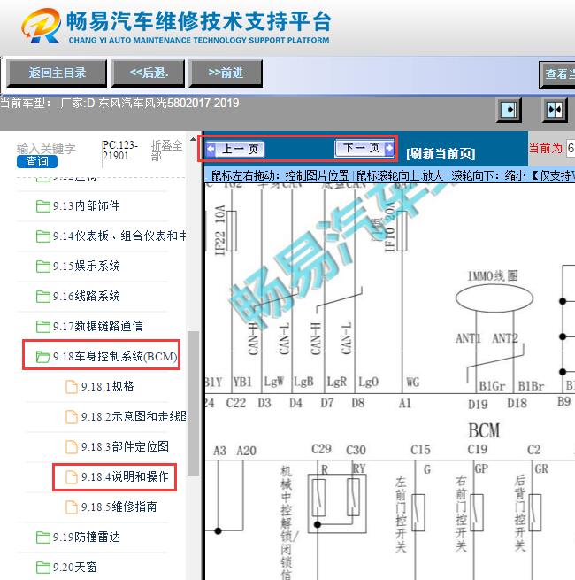 2017-2018年东风风光580车身防盗电路图