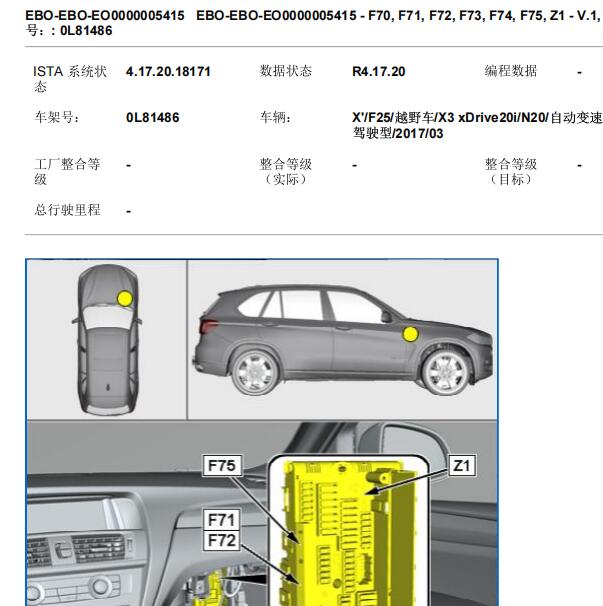 2017年宝马X3 Z1接线盒位置