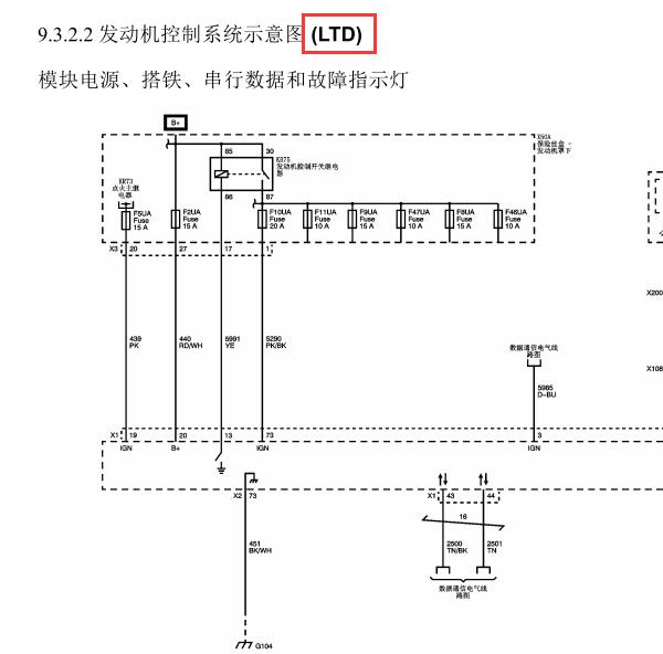 2011年别克君越 LTD发动机电路图