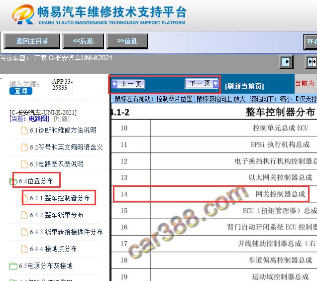 2021年长安UNI-K网关电脑位置