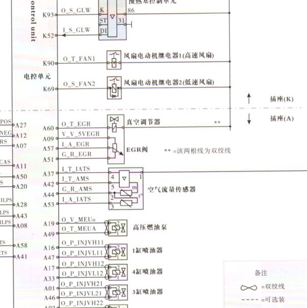 D19TCI发动机空气流量传感器电路图