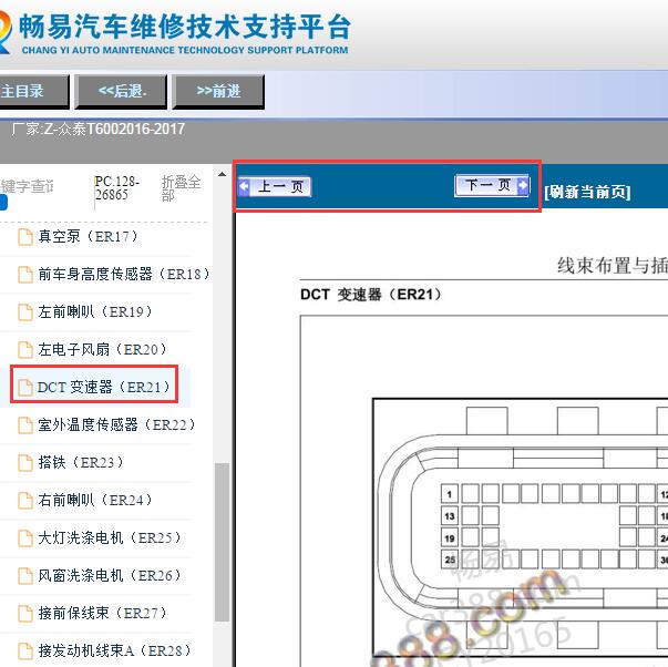 2016年众泰T600变速箱针脚图