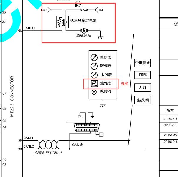 2015年东风风光370发动机SFG15-01风扇电路图