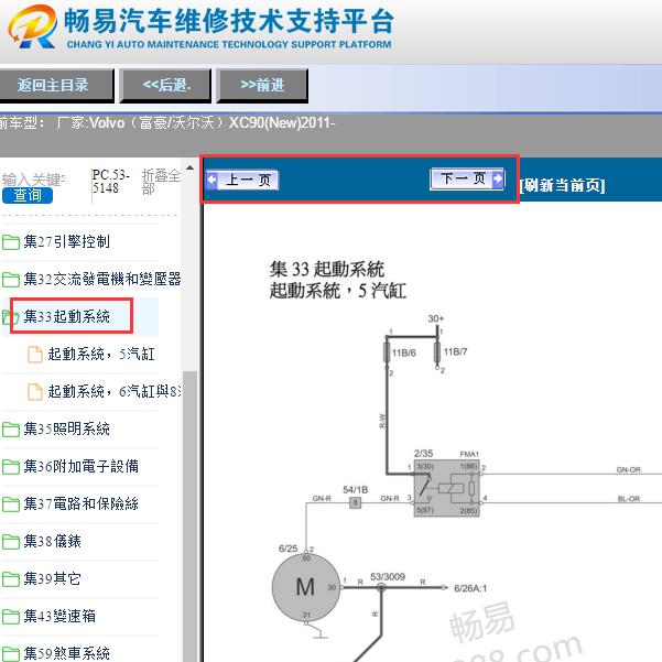 2011年沃尔沃XC90启动马达控制线路图