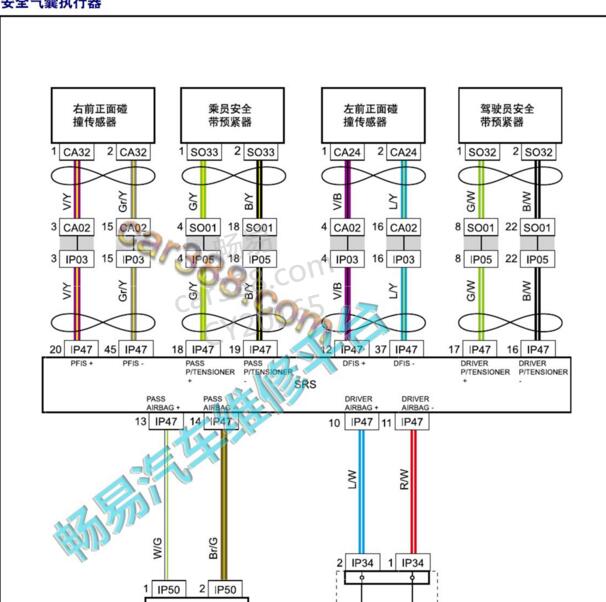 2019-2020年吉利远景气囊和安全带电路图