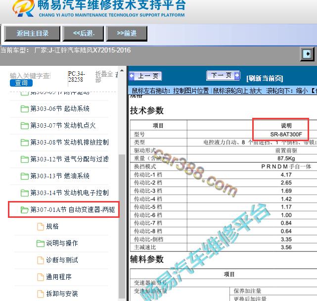 2015-2016年江铃汽车-陆风X7自动变速箱维修手册
