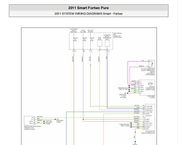 2011年奔驰Smart fortwo电子风扇电路图