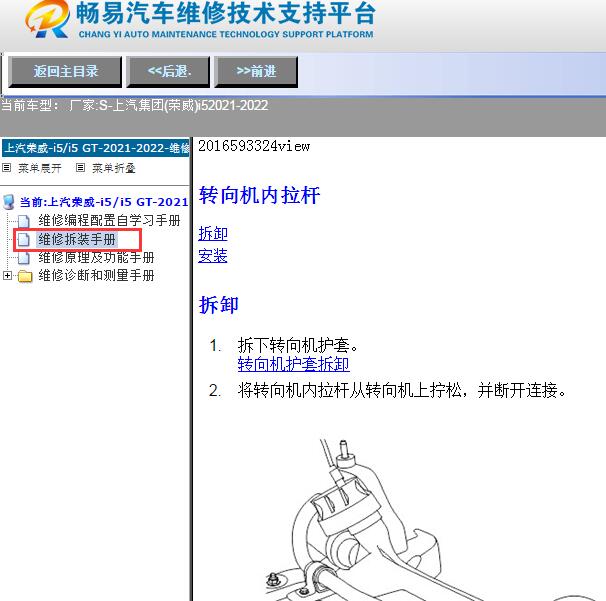 2021-2022年上汽集团(荣威)-i5转向维修手册