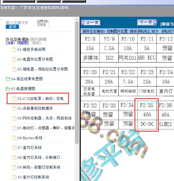 15-16年比亚迪速锐F2/35保险丝说明