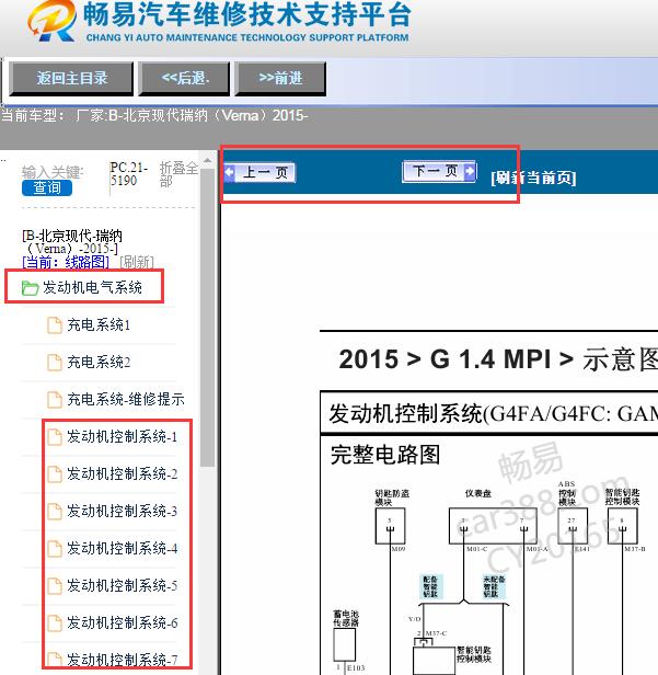 2015年现代瑞纳G4FA发动机电路图