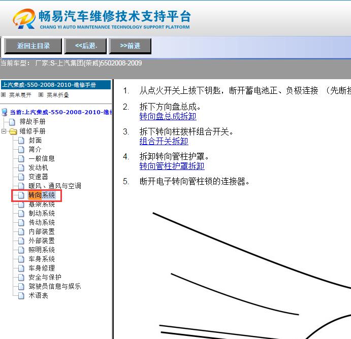 2008-2009年上汽荣威550  转向系统维修资料